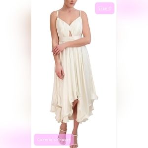 🔥NWT🔥OBO🔥 🔵 BCBGMAXAZRIA Women's Fit & Flare Midi Cocktail Dress Gardenia